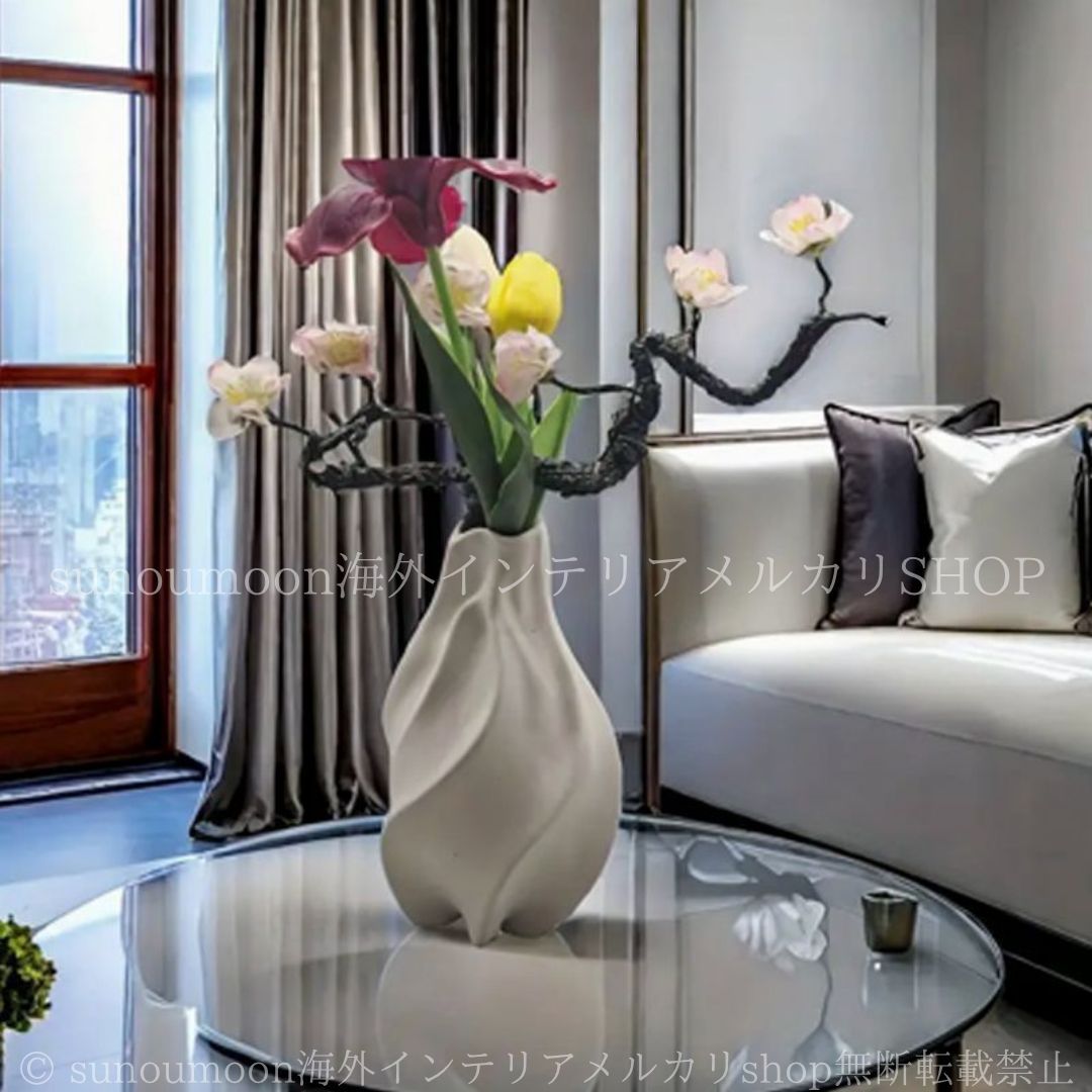 フラワーベース 花瓶 磁器 セラミック ツイスト デザイン ユニーク