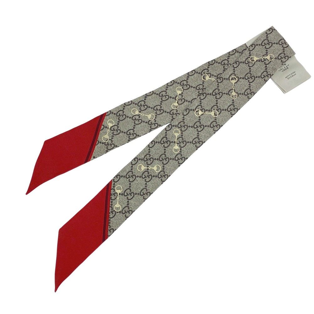 □未使用□ グッチ GG ホースビット ツイリー スカーフ ネックボウ