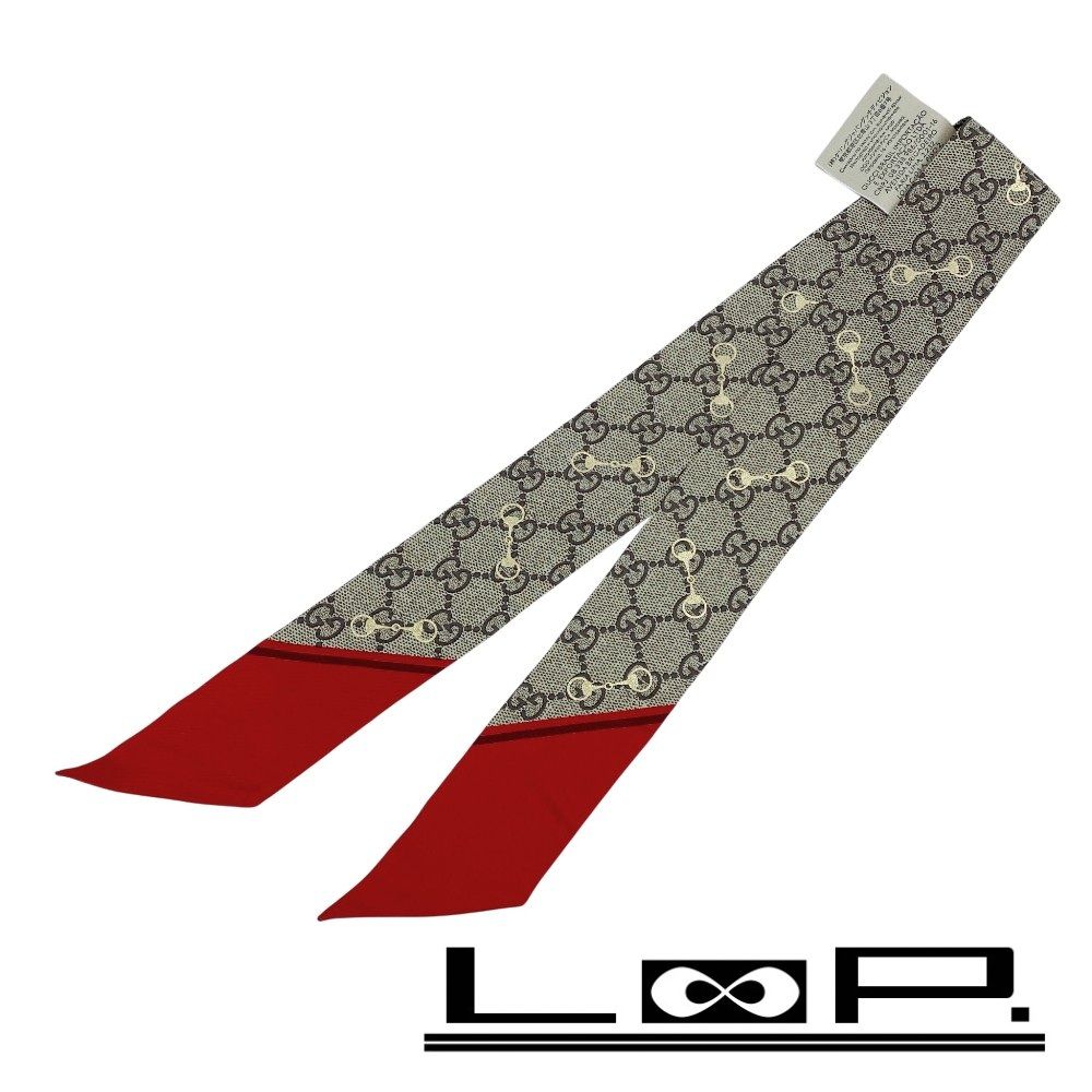 □未使用□ グッチ GG ホースビット ツイリー スカーフ ネックボウ