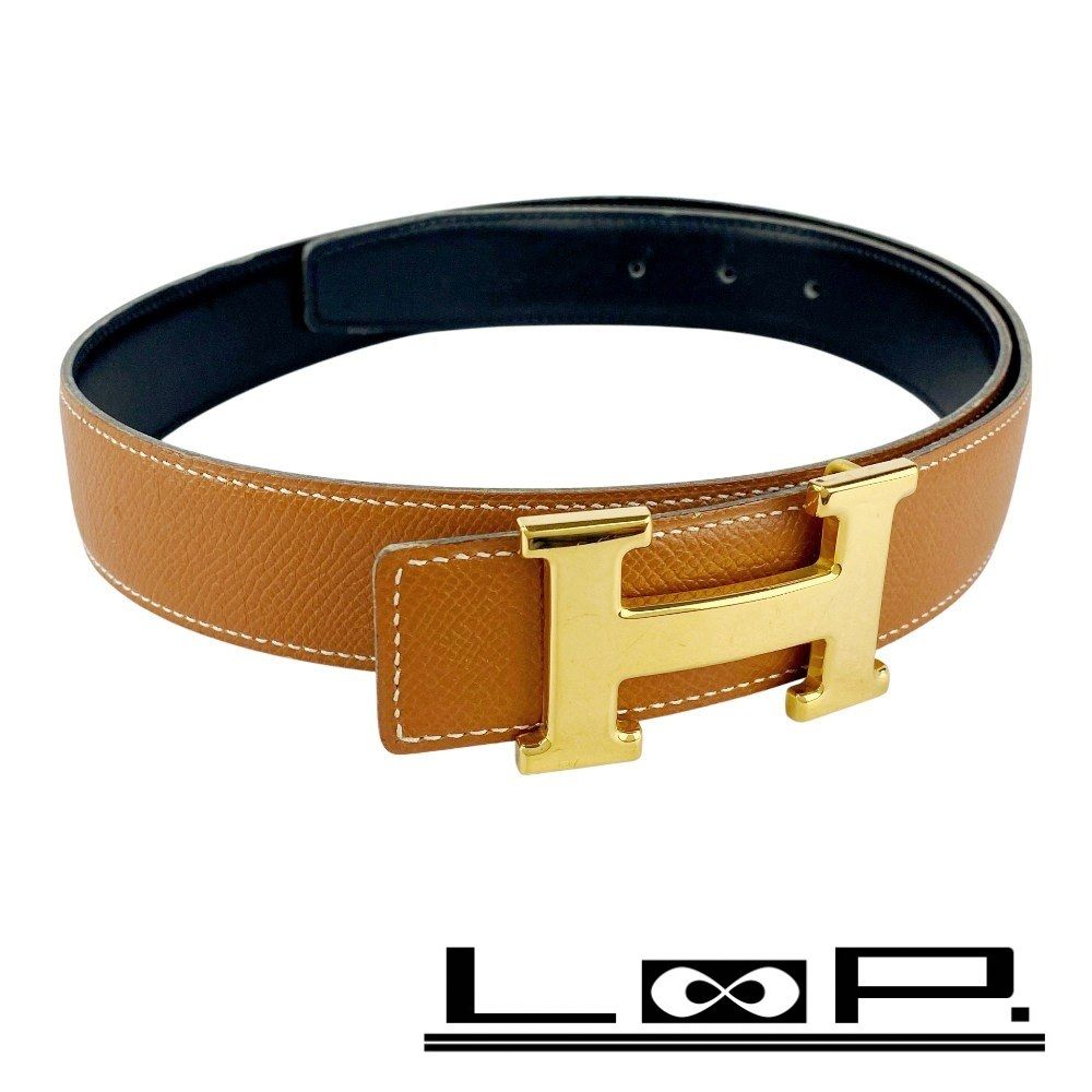 エルメス コンスタンス　◻︎C刻印 ベルト ブラック　ブラウン レザー HERMES (エルメス) コンスタンス レザーベルト ブラック ゴールド金具