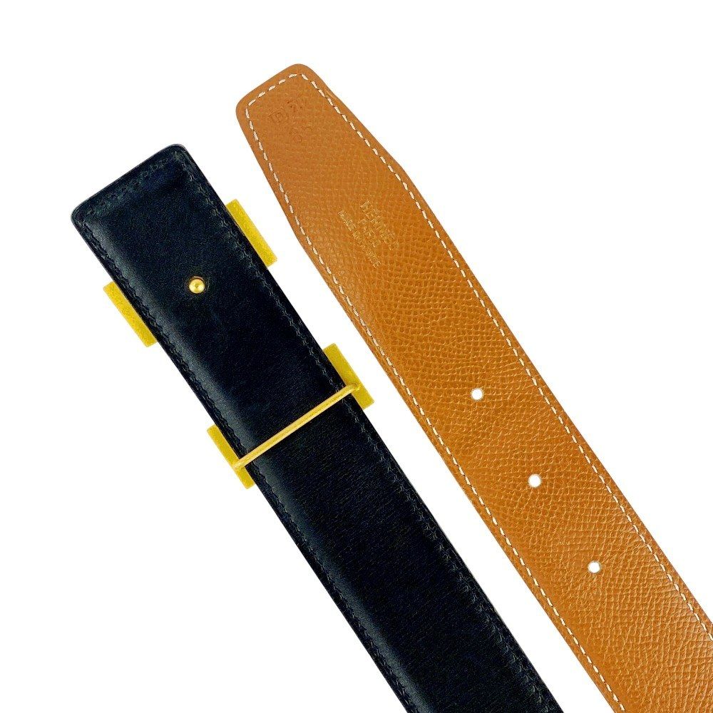 エルメス コンスタンス　◻︎C刻印 ベルト ブラック　ブラウン レザー HERMES (エルメス) コンスタンス レザーベルト ブラック ゴールド金具