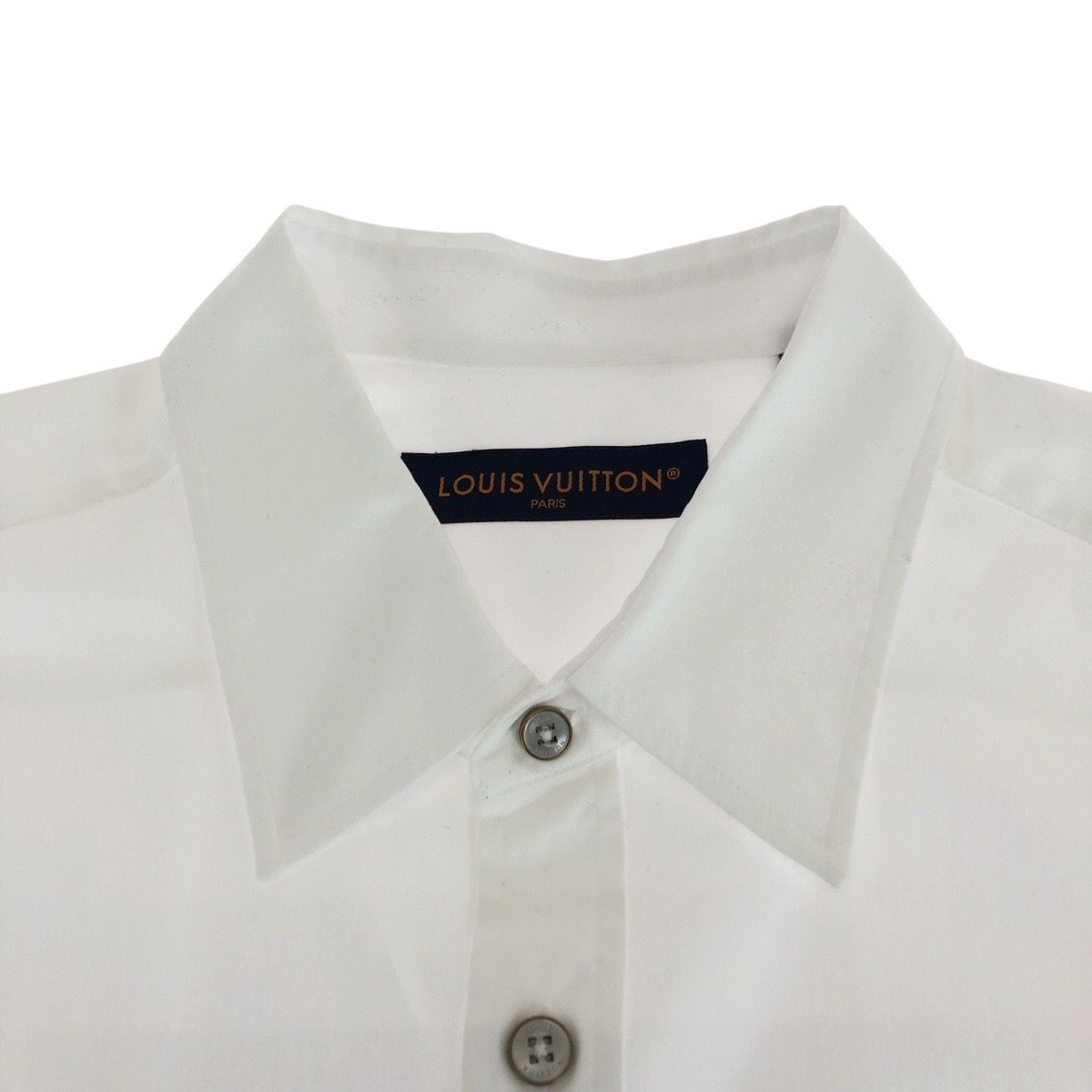 美品 LOUIS VUITTON ルイヴィトン LVロゴ刺繍 ホワイト コットン