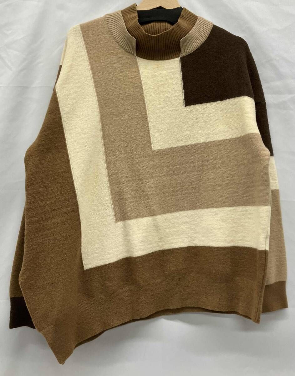 CULLNI クルニ カラーブロックニット 長袖ニット ブラウン サイズ1 CULLNI クルニ カラーブロックニット 長袖ニット ブラウン サイズ1