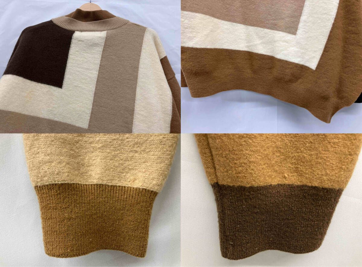 クルニ CULLNI【日本製】カラーブロックニット ブラウン メンズ 1 CULLNI クルニ カラーブロックニット 長袖ニット ブラウン サイズ1