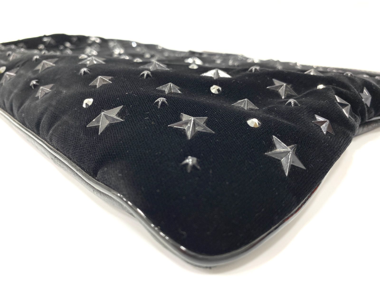 JIMMY CHOO ジミーチュウ スエード×レザー スタースタッズ クラッチバッグ