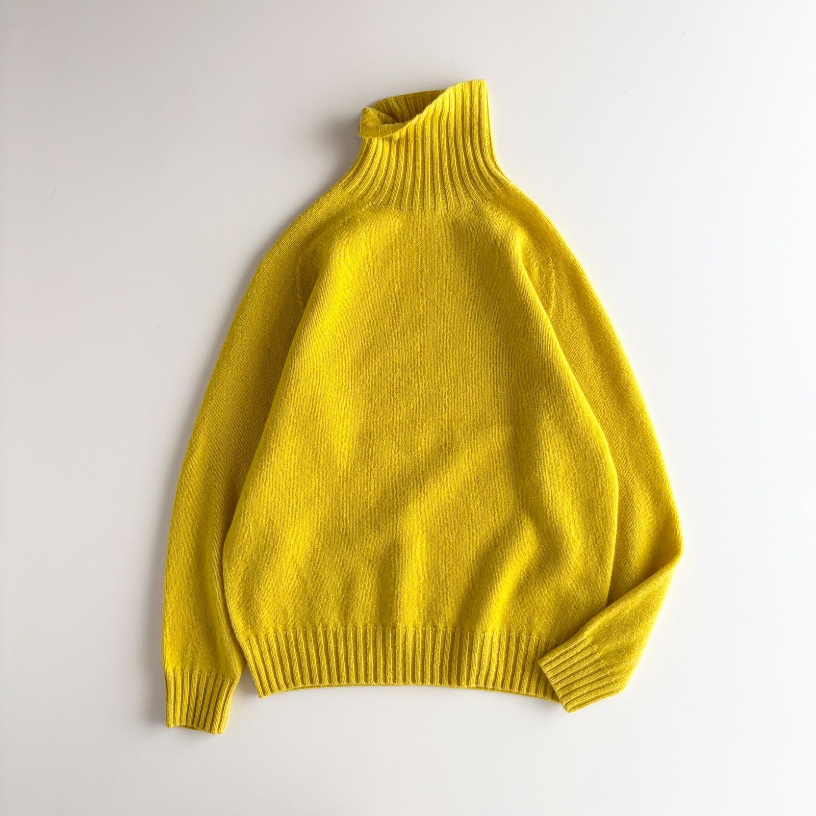 Harley of Scotland ハーレー オブ スコットランド 洗える ウール タートルネック プルオーバー ニット セーター ユニセックス 40 イエロー スコットランド製 トップス