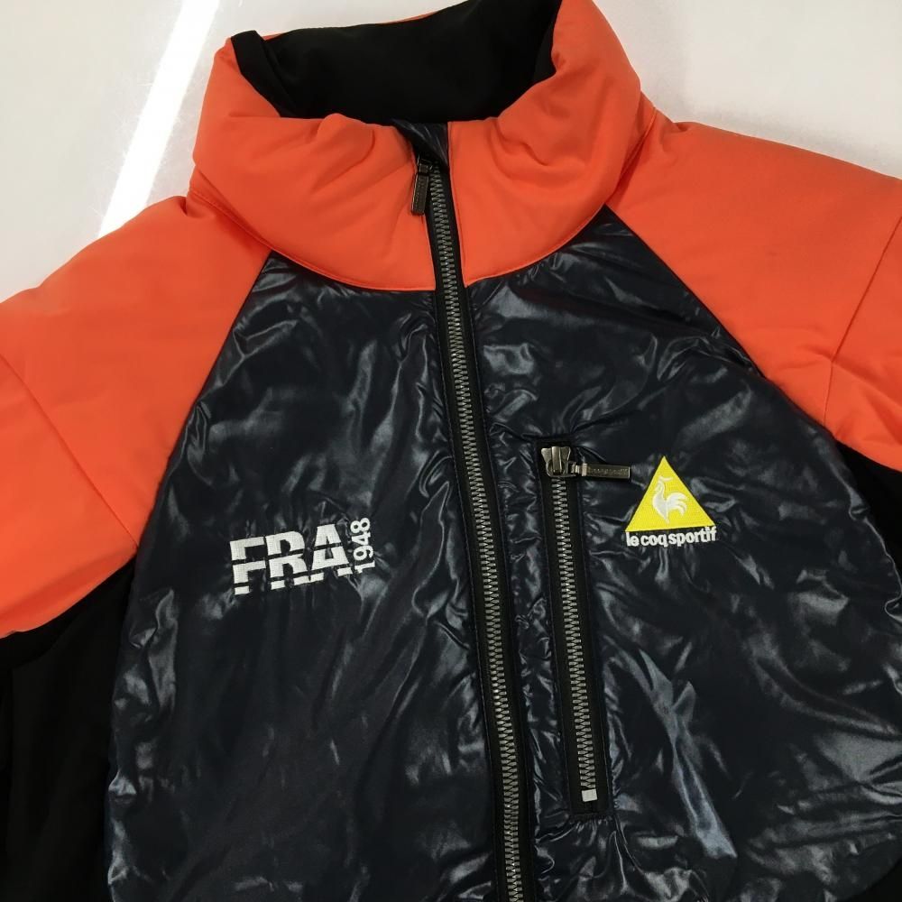 美品】ルコックゴルフ 異素材切替ダウンジャケット ネイビー×オレンジ