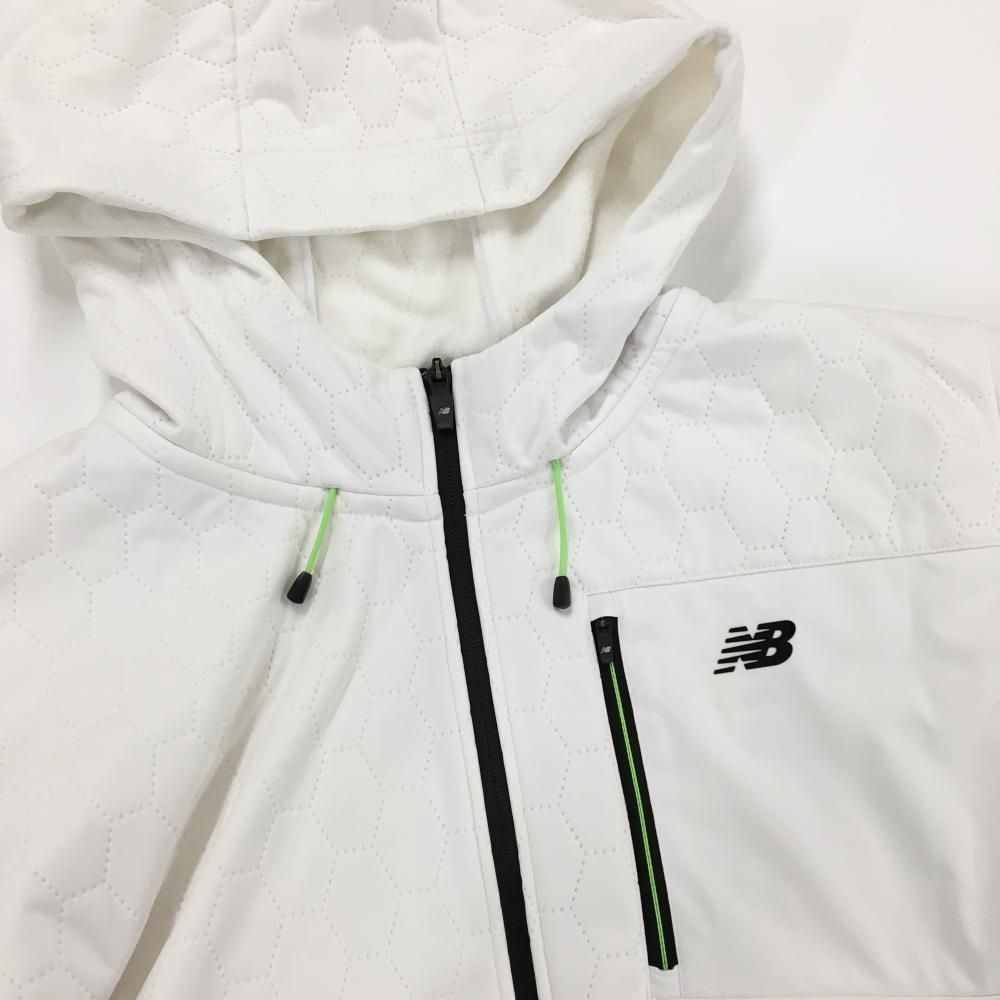美品】ニューバランスゴルフ ジップパーカー 白 裏起毛 袖ロゴプリント