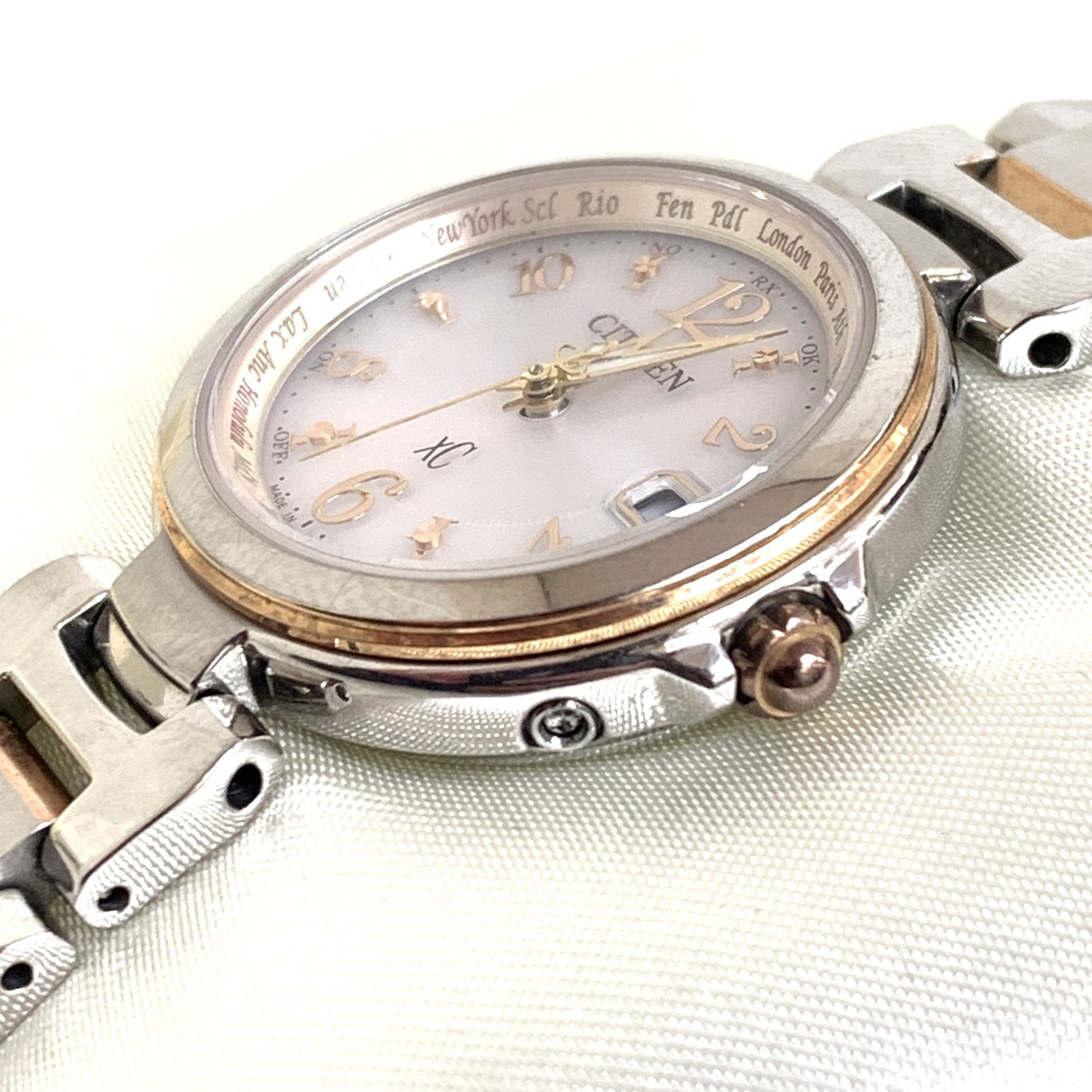 中古品】CITIZEN XC EC1036-53W シチズン クロスシー 電波ソーラー