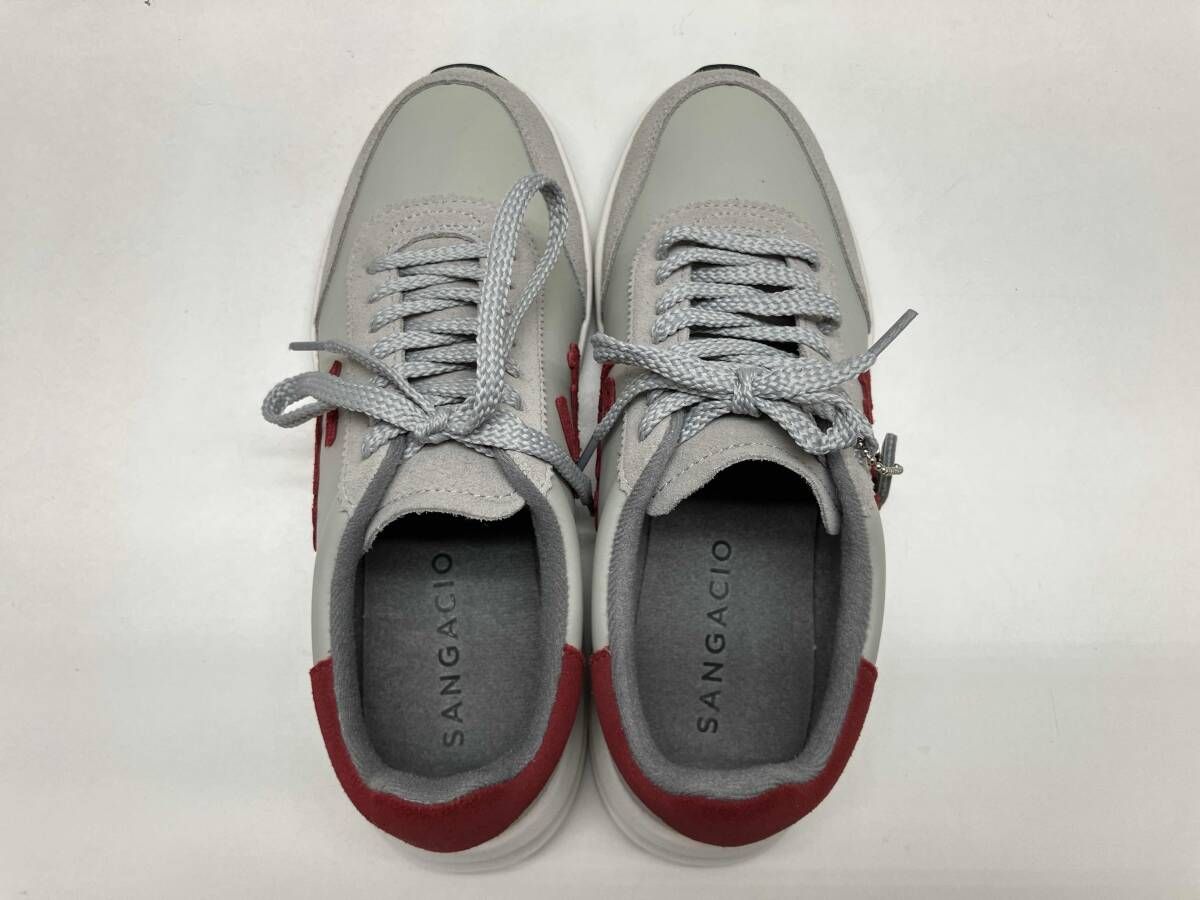 via SANGACIO サンガッチョ スニーカー にゅ BLOW GRAY/BORDEAUX 24.5 