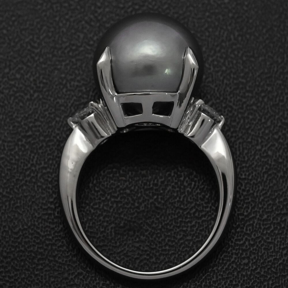 ■Pt900 約8.1mm あこや真珠リング D:0.26ct■昭和レトロ □Pt900 約8.1mm あこや真珠リング D:0.26ct□昭和レトロ