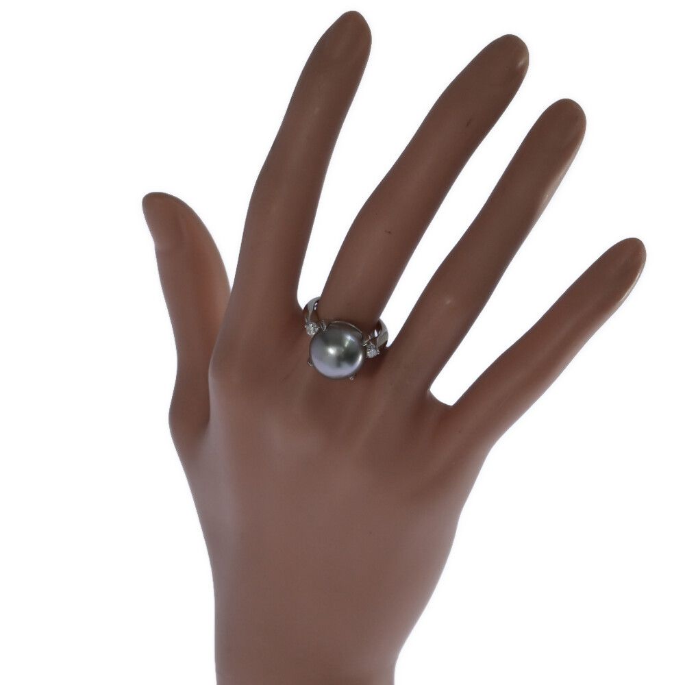 Φ12.8mm/FD:0.25ct/1P・アコヤ真珠/Japan Pearl/ブラックパールリング