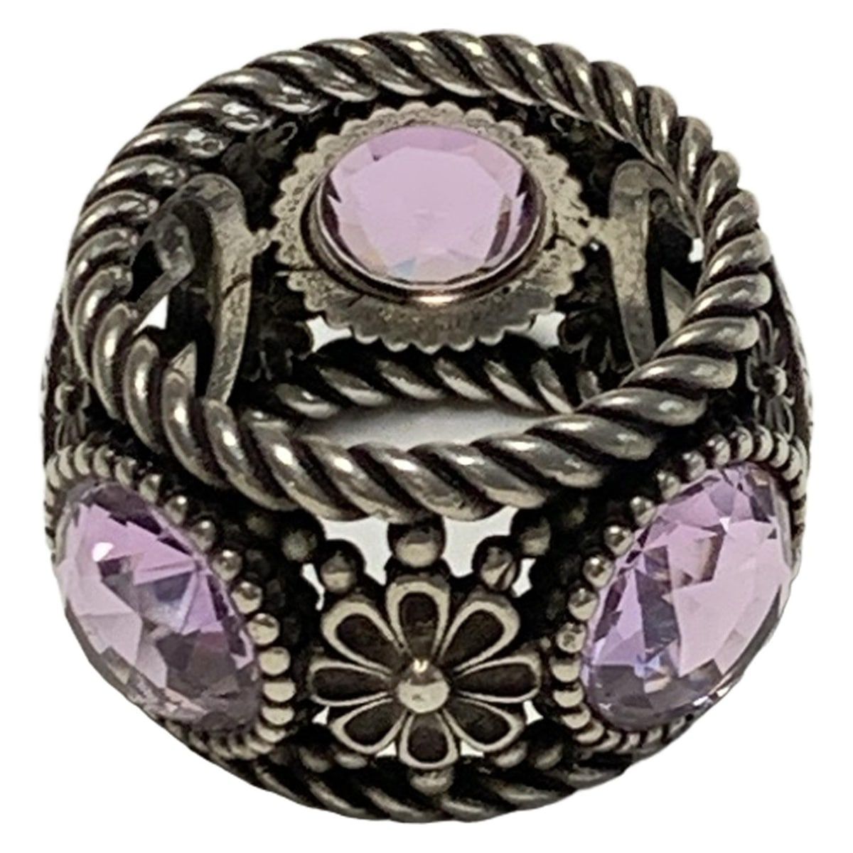 GUCCI(グッチ) リング - シルバー×ライトパープル フラワー(花