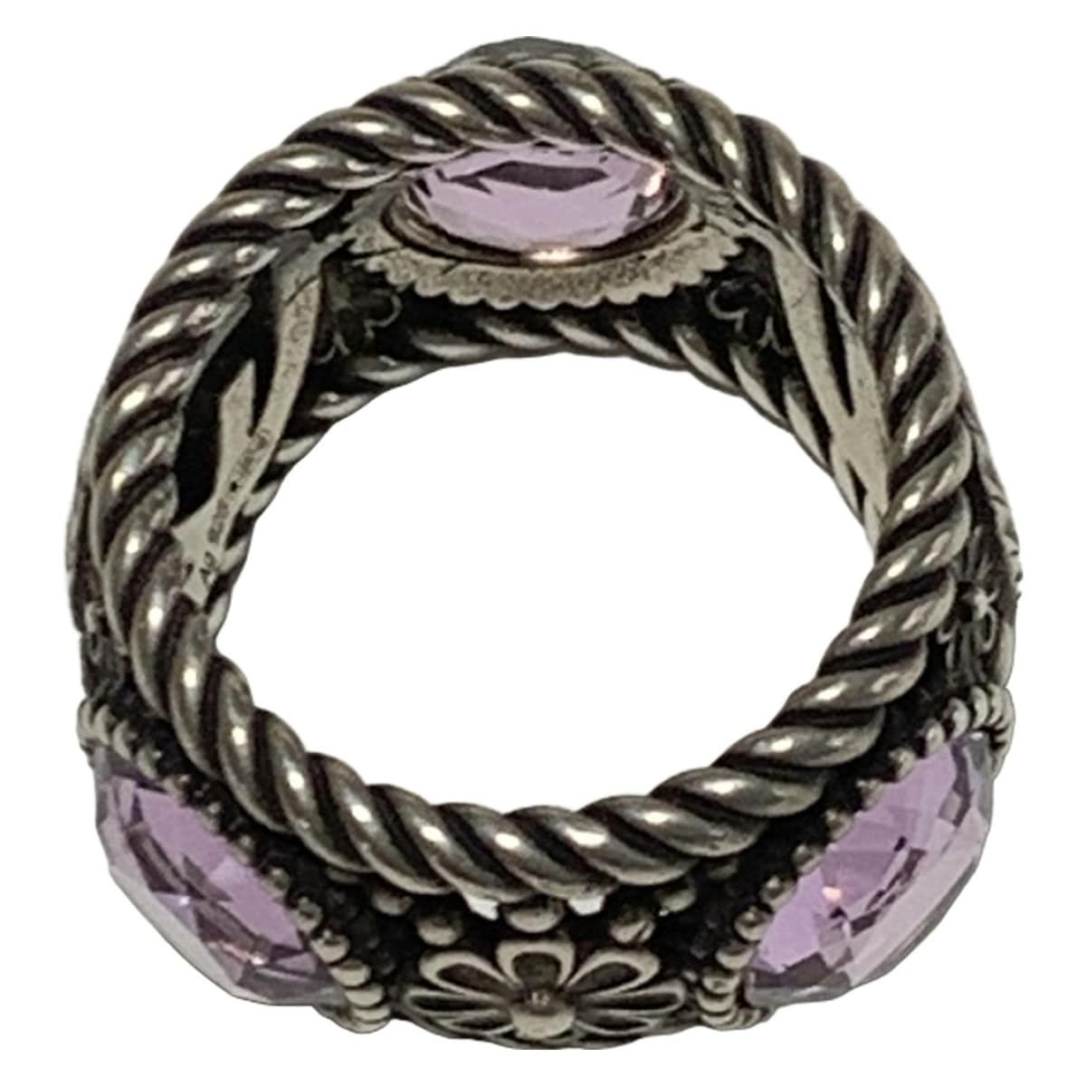 GUCCI(グッチ) リング - シルバー×ライトパープル フラワー(花