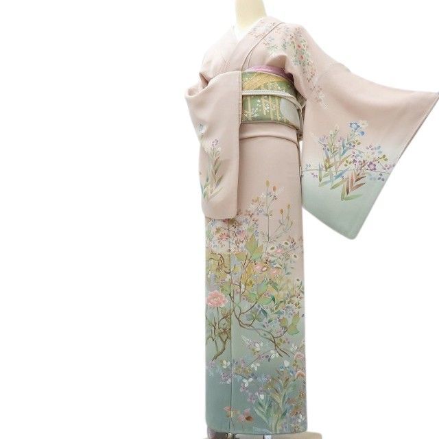 百華❀Y4049◇作家物落款 手縫い仕立て トールサイズ 正絹 訪問着 着物