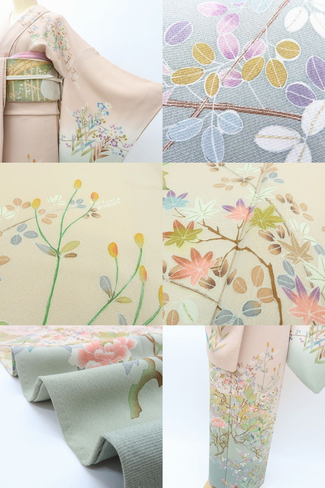 百華❀Y4049◇作家物落款 手縫い仕立て トールサイズ 正絹 訪問着 着物