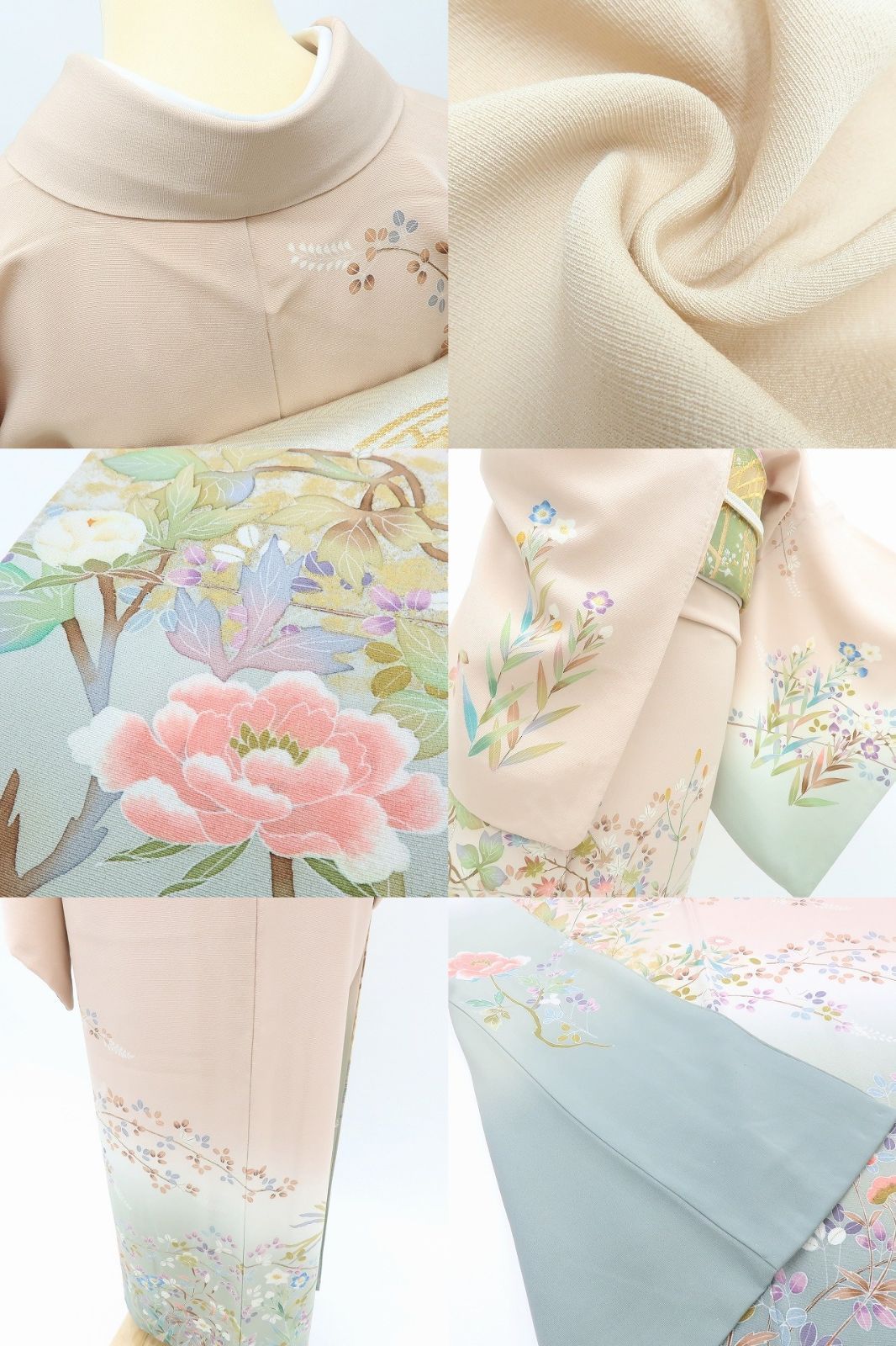 Y3652◇正絹 作家物落款 手縫い仕立て トールサイズ 訪問着 着物 百華❀Y4002◇西武 作家物落款 松雨 手縫い仕立て トールサイズ 正絹