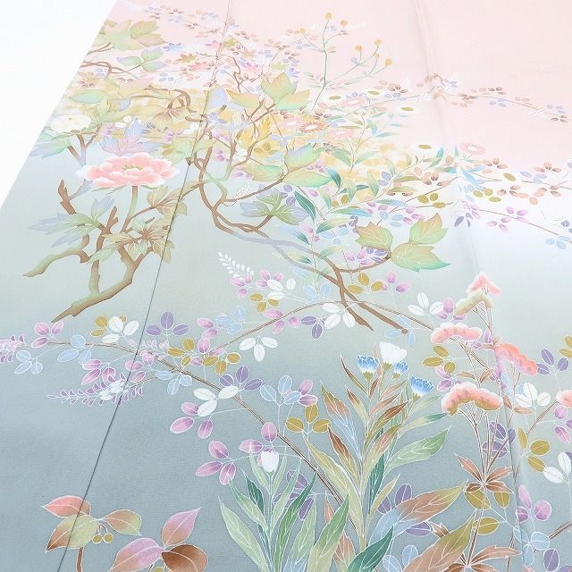ヒロりん✺正絹 作家物落款 花 トールサイズ 訪問着 着物 A2087 ヒロりん様専用✺正絹 作家物落款 花 トールサイズ 訪問着 着物 A2087