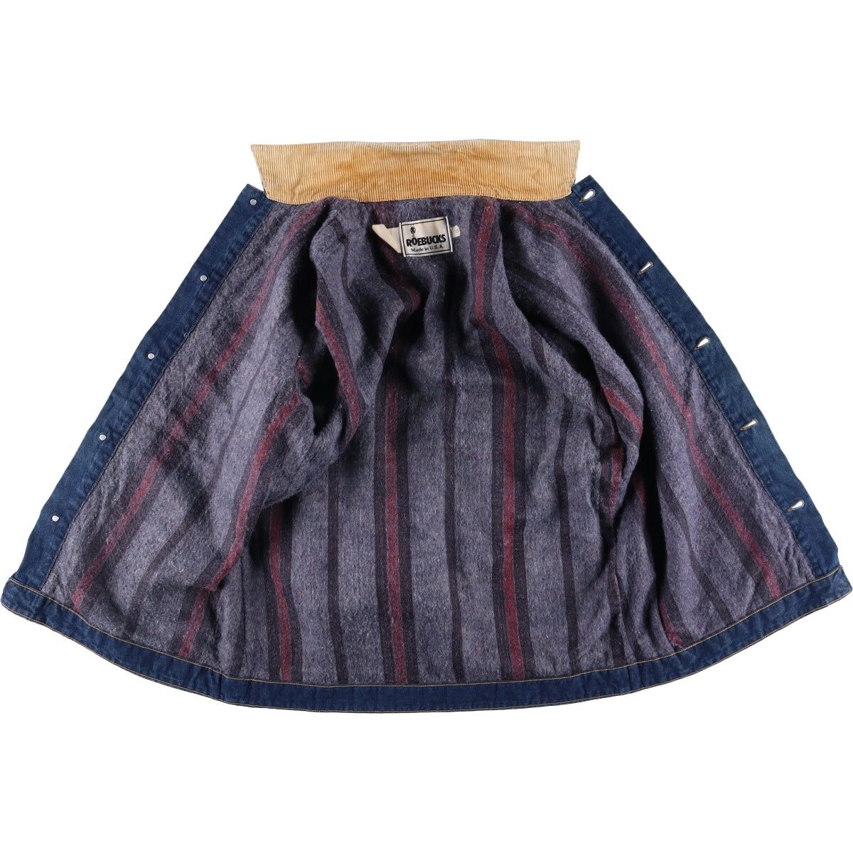 極美品 USA製 ROEBUCKS ローバックス 90S デニム カバーオール 古着 80～90年代 シアーズ Sears ROEBUCKS ローバックス バットダイ