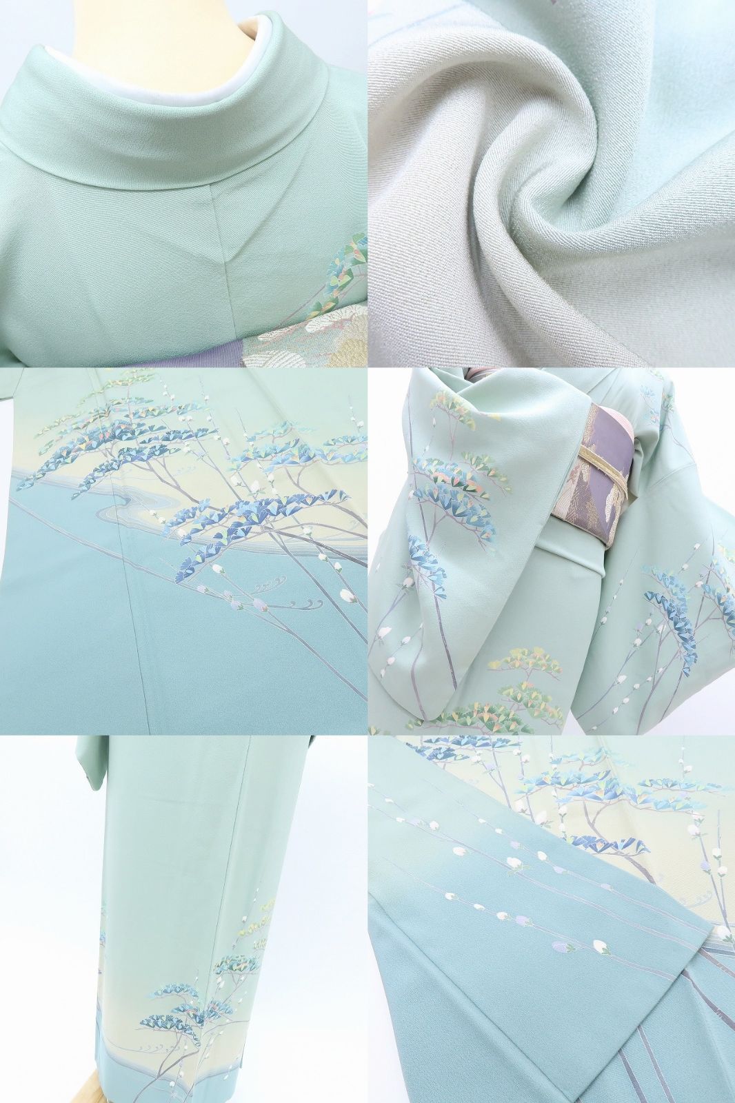 小紋 正絹 まるやま誂製 作家物 落款有 斜縞 モノトーン 身幅ゆったりめ 美品 小紋 着物 中古 正絹 袷 カジュアル 金田政山 横線模様 鼠色 多色 身丈