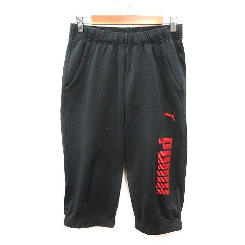 プーマ PUMA スウェットパンツ プリント 七分丈 M チャコールグレー 赤