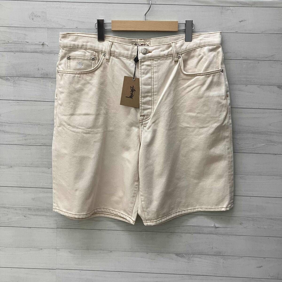 STUSSY ステューシー ハーフパンツ デニム ジーンズ BIG OL SHORT DENIM 24S112296 メンズ 36サイズ アイボリー クリーム タグ付き美品