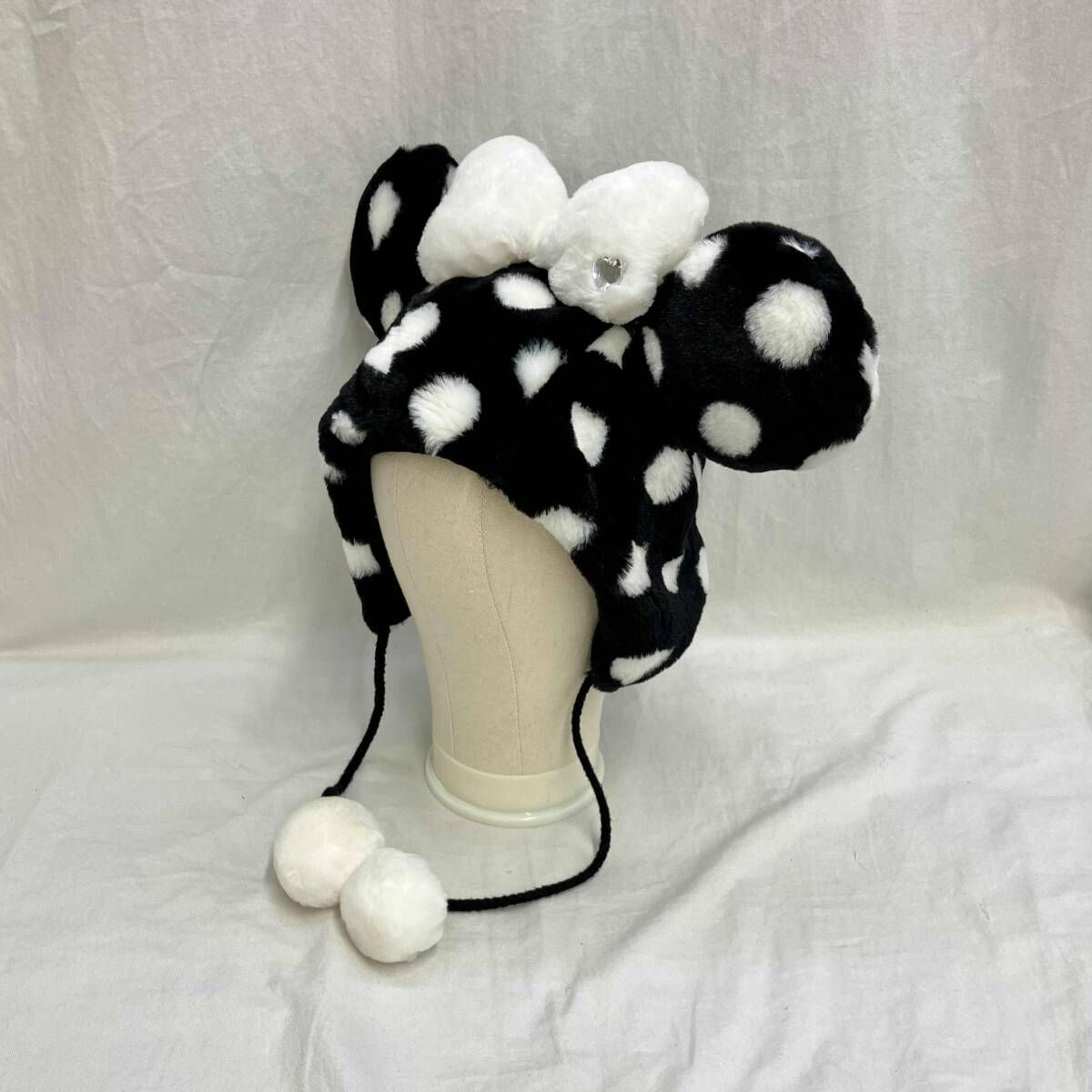 ディズニー ファンキャップ ミニーちゃん ドット 水玉 黒 ディズニー