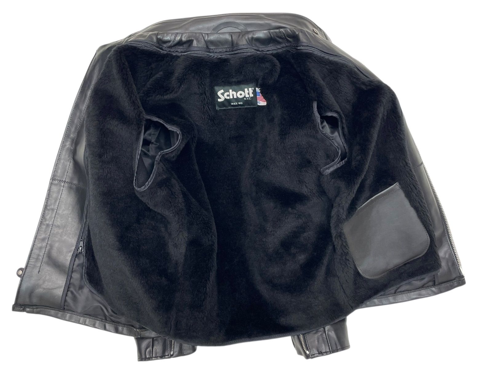 極美品 最新型40 schott ショット 641 立襟 シングル ライだ