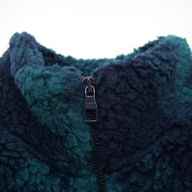 ルイヴィトン　 ルイヴィトン　モノグラム　ボア　ジャケット　XL ルイヴィトン モノグラム ジャガード ボアフリースジャケット XL 紺×緑