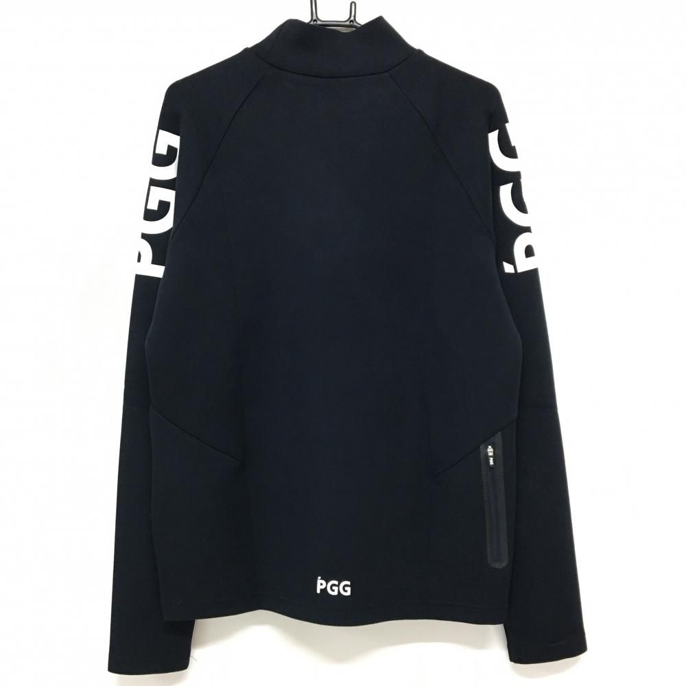 パーリーゲイツ　長袖　サイズ５ PGGパーリーゲイツ 長袖ハイネックシャツ ネイビー×白 袖ロゴプリント