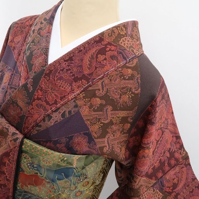 小紋(袷)　(前田 仁仙　更紗紋様　未使用　襦袢セット　身幅広め) 小紋(袷) (前田 仁仙 更紗紋様 未使用 襦袢セット 身幅広め) 【公式通販】