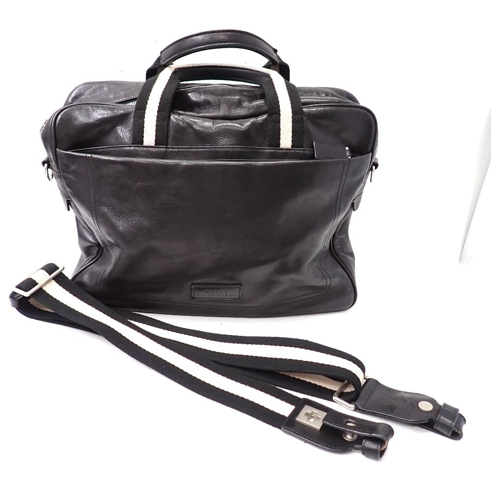 BALLY ライン BALLY 2WAY ビジネスバッグ レザー ブラック 2way