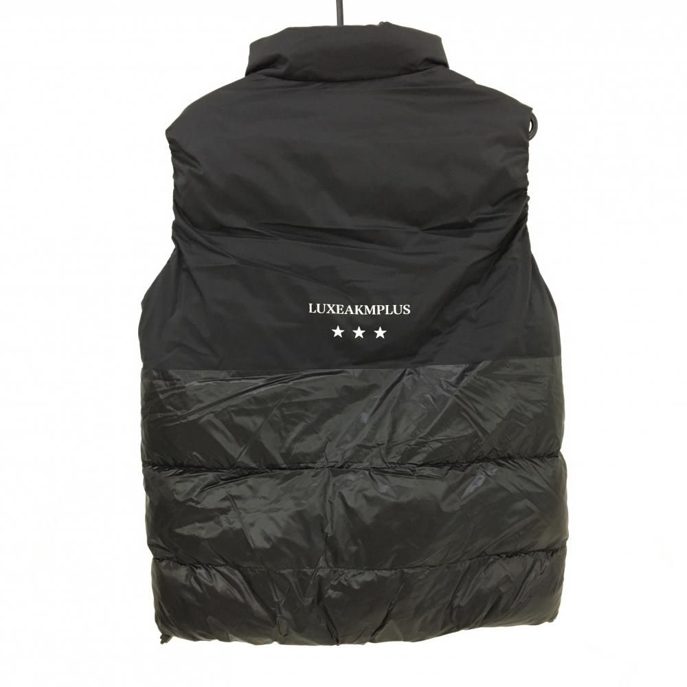 美品】リュクスエイケイエムプラス 中綿ベスト 黒×白 ロゴプリント