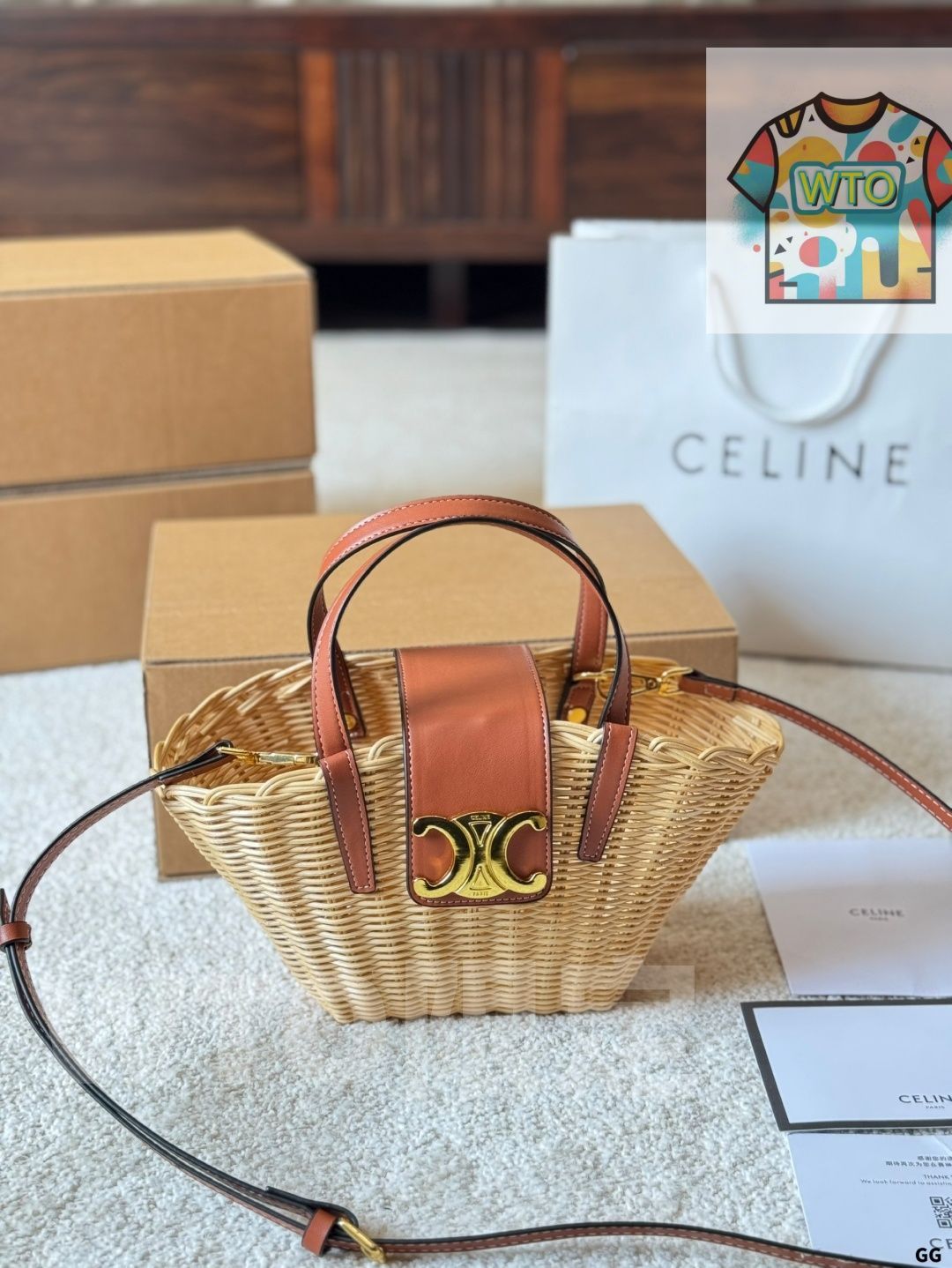 今日特価】CELINE Woven Basket Bag - ティーン クーフィン 柳編み