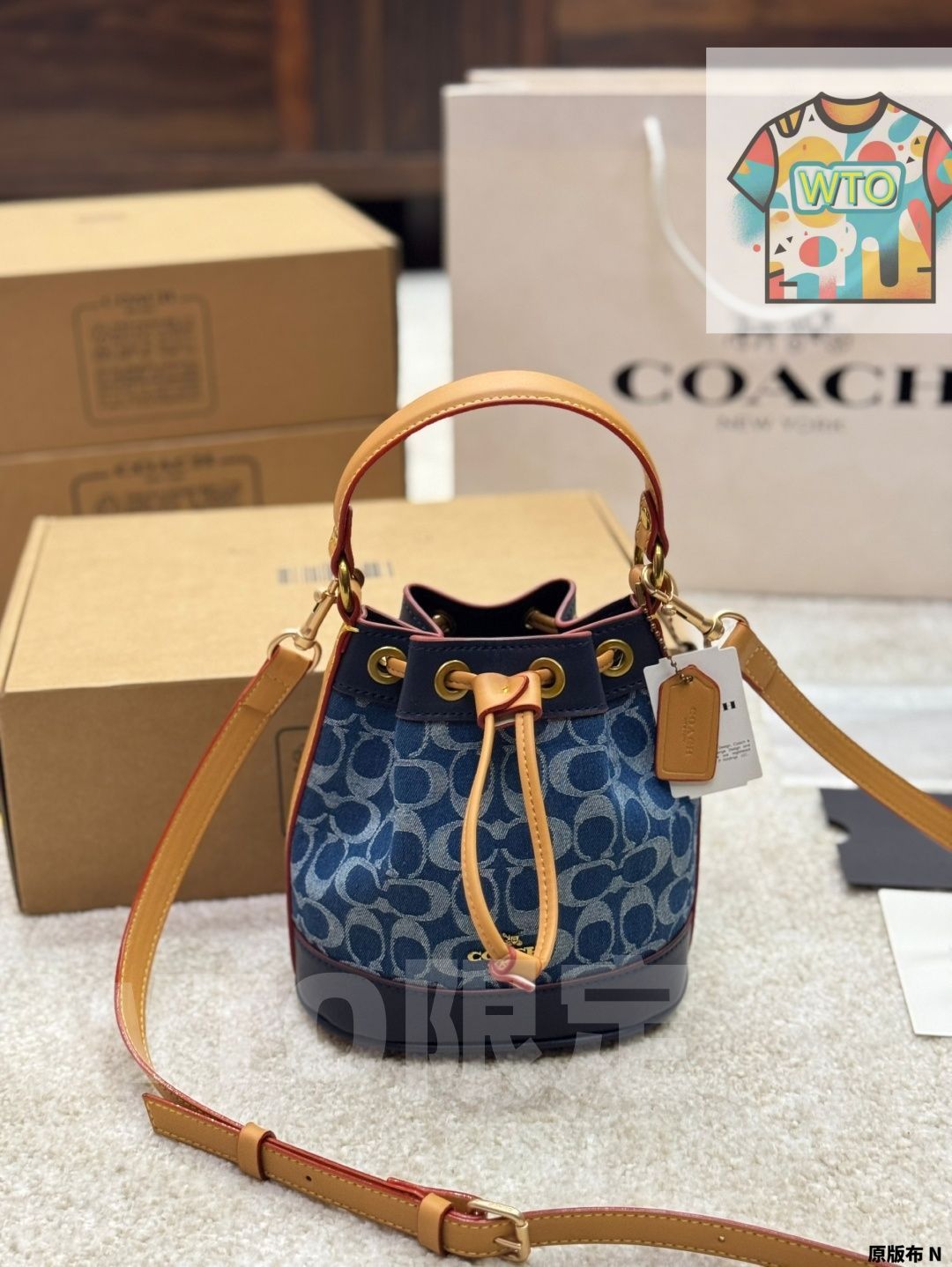 今日特価】COACH Denim Mini Bucket Bag・コーチ デニム ミニバケツ