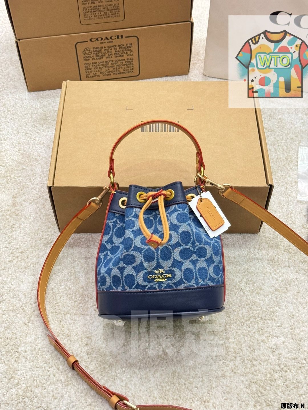 今日特価】COACH Denim Mini Bucket Bag・コーチ デニム ミニバケツ