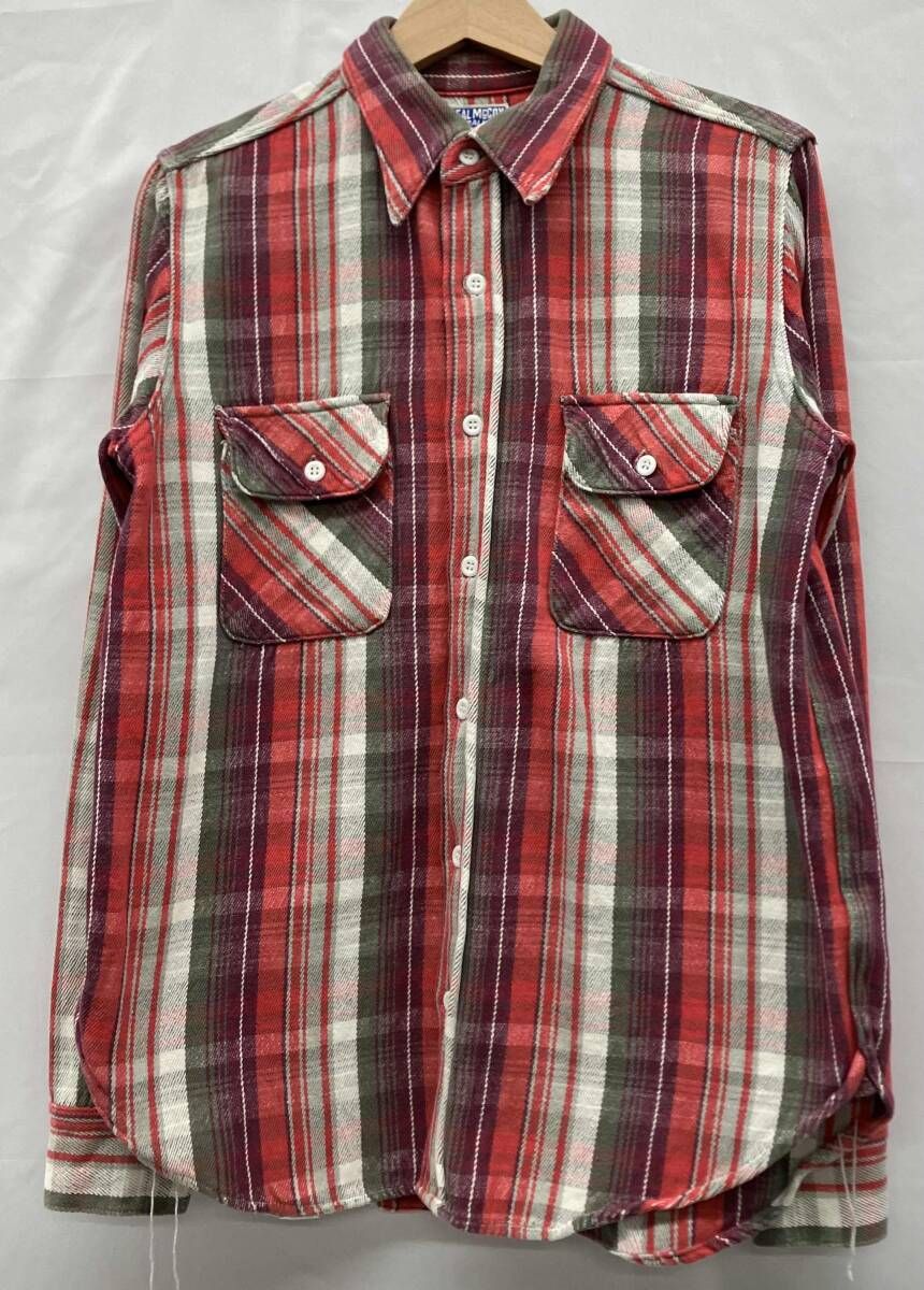 THE REAL McCOY’S / 長袖シャツ/15/コットン/RED/チェック THE REAL McCOY'S ザリアルマッコイズ 長袖シャツ チェック柄 レッド