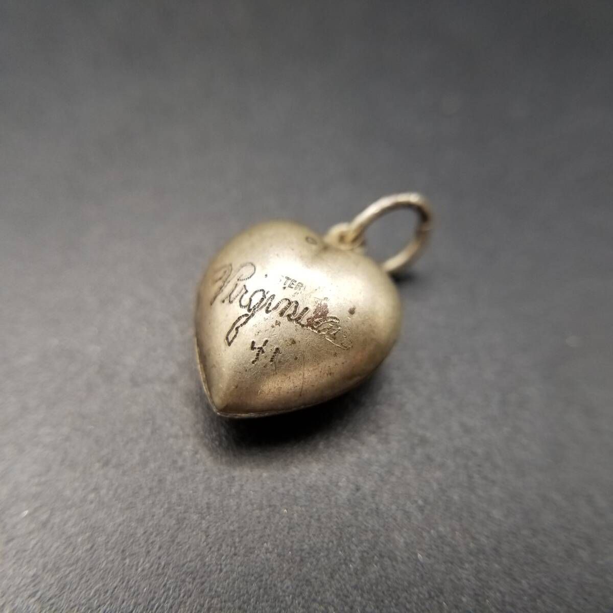 40s スイートハートジュエリー ダブルハートと勿忘草 シルバー