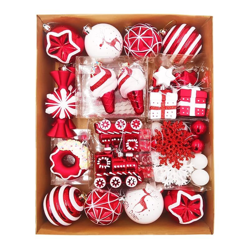 クリスマス ボール オーナメント 8cm 70個セット SVNVIOZ 北欧風