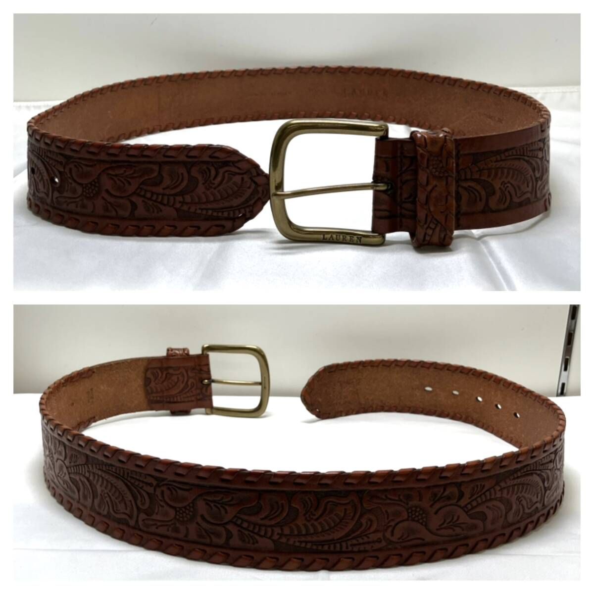 ラルフローレン　レザー ワイドベルト ブラウン XS ラルフローレン レザー ワイドベルト ブラウン XS ラルフローレン