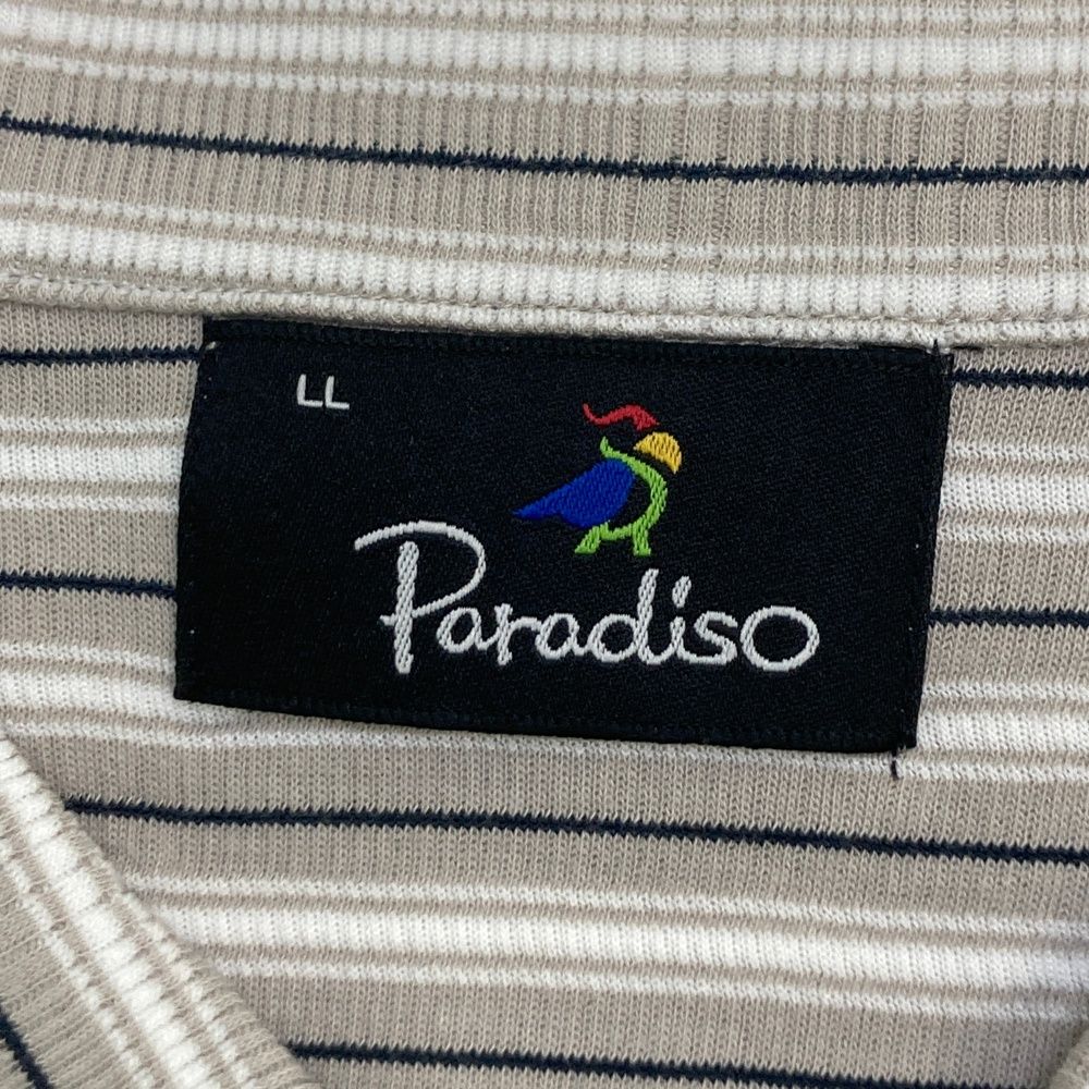 サイズ：LL PARADISO パラディーゾ  長袖ポロシャツ ボーダー グレー系 [240101567421] ゴルフウェア メンズ ストスト PARADISO パラディーゾ 長袖 ポロシャツ チェック柄 ネイビー系 サイズ サイズ：LL PARADISO パラディーゾ 中綿 ジップジャケット グレー系