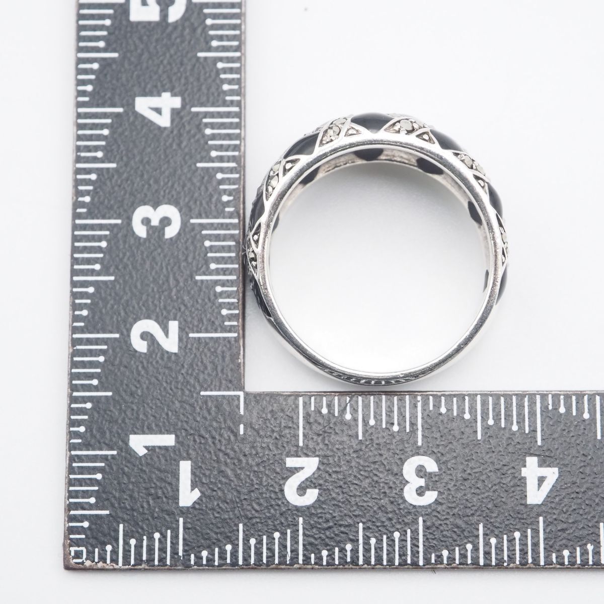 J156 マーカサイト マルカジット 925刻印 リング ブラックエナメル