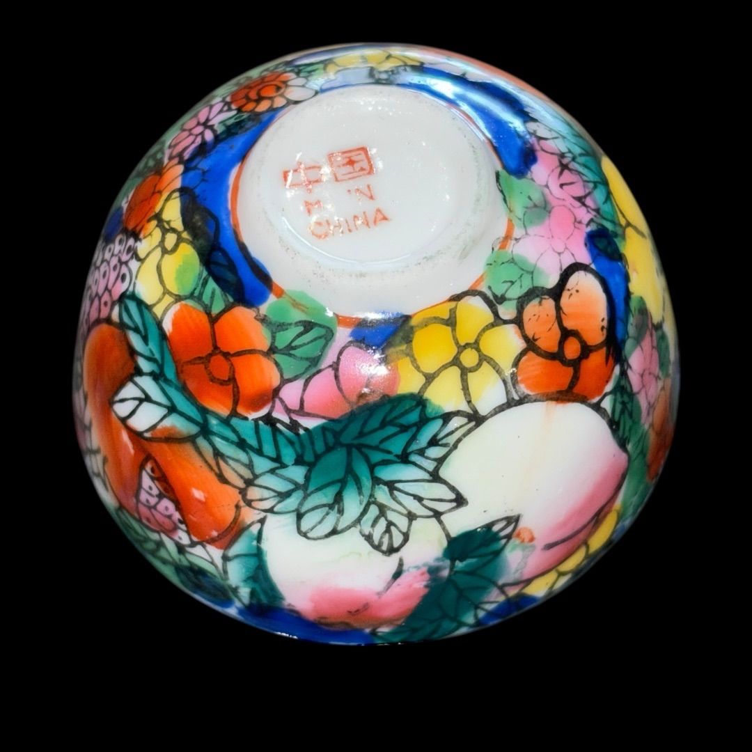 某有名オークション購入 中国美術 景徳鎮 粉彩花桃 色絵 茶器 酒器 12