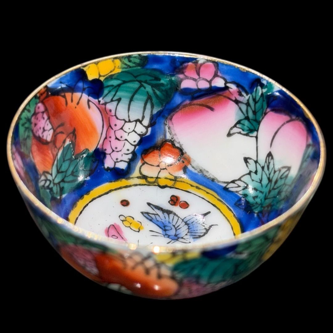 某有名オークション購入 中国美術 景徳鎮 粉彩花桃 色絵 茶器 酒器 12