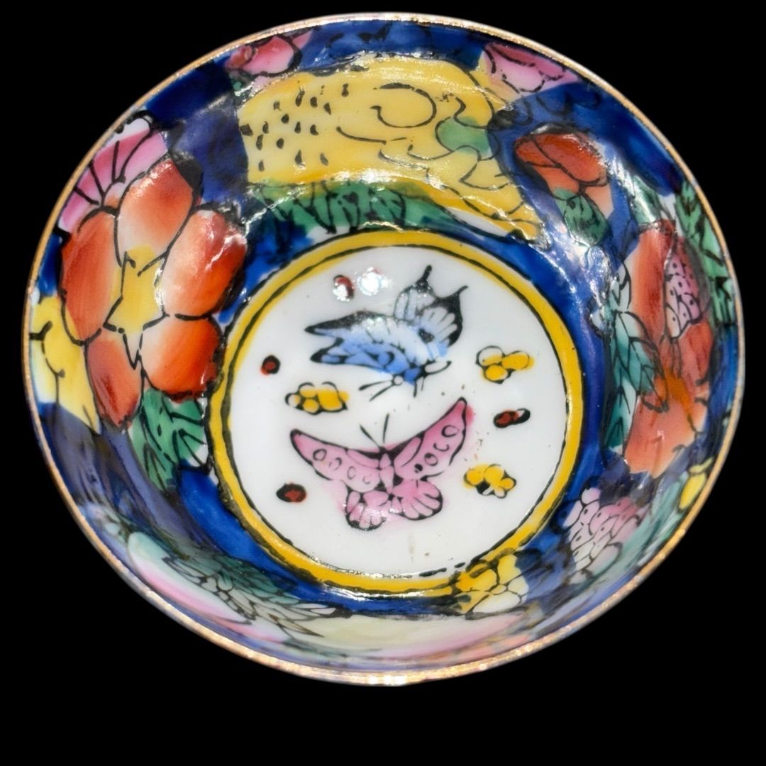 某有名オークション購入 中国美術 景徳鎮 粉彩花桃 色絵 茶器 酒器 12