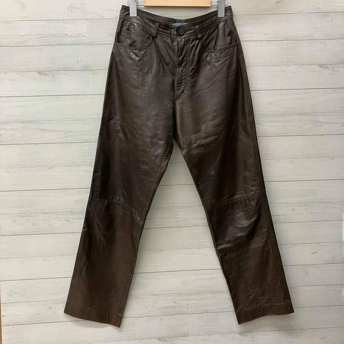 PRADA レザーパンツ 本革 PRADA ブラウン レザー パンツ イタリア製