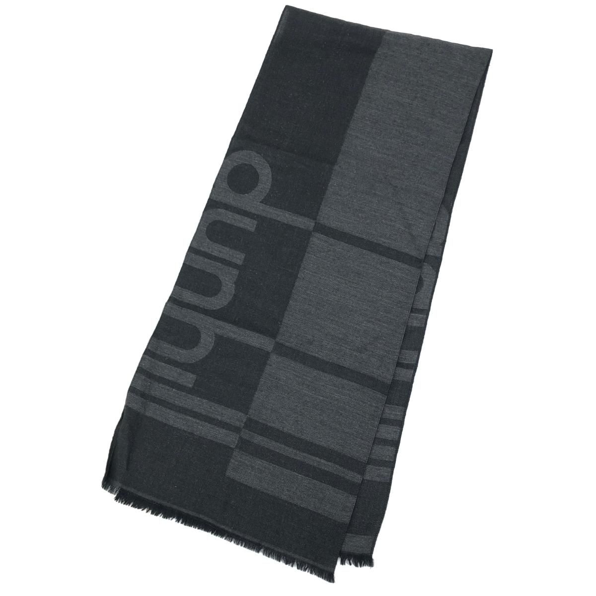 dunhill ダンヒル ロゴ入りストール マフラー カシミヤ×シルク×ウール