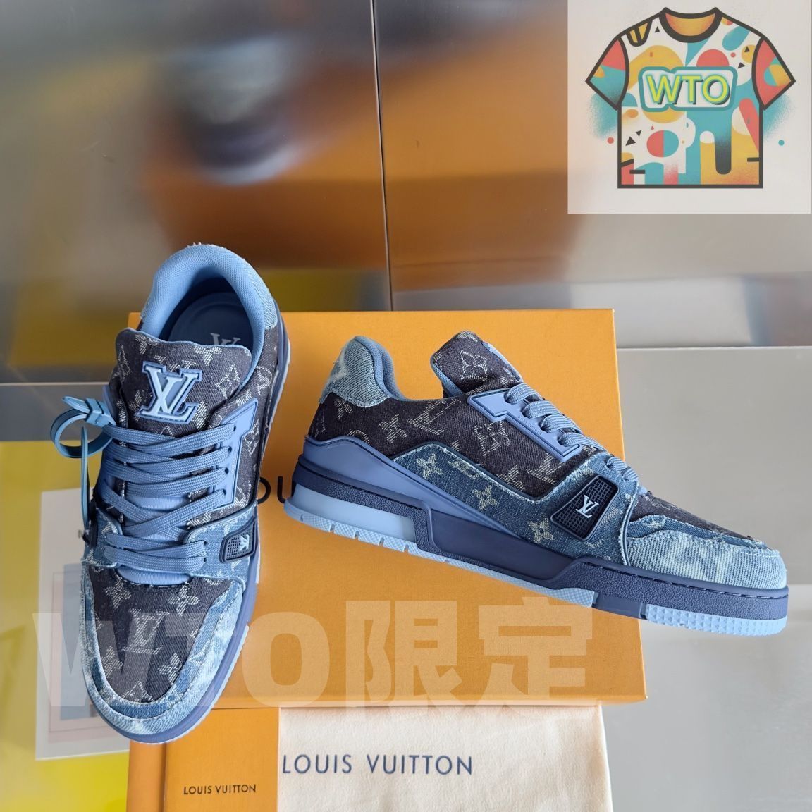 Louis Vuitton trainer レトロブルーのロートップファッショナブルな