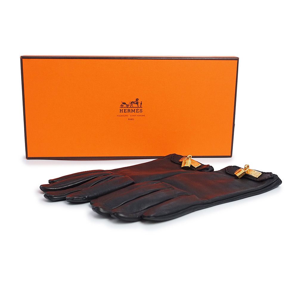 エルメス ケリー ソヤ 手袋 グローブ #6 1/2 ラムスキン レザー