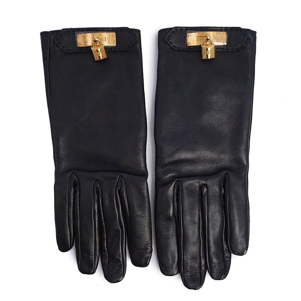 一点物　エルメス　ソヤ ケリー金具 グローブ 手袋　ブラック　送料無料 一点物 エルメス ソヤ ケリー金具 グローブ 手袋 ブラック 送料無料